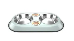 Dog Food and Water Bowl White