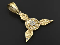 Floral Trident Swirl Pendant 3D Print Model in Pendants 580929