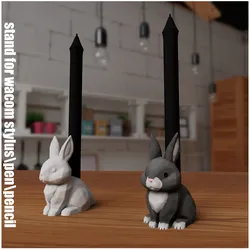 Rabbit Pen-Stylus Holder 3D Print Model in Animals 581015