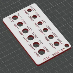 Test Hole Card – Standard – Fractional – 11/32in thru 33/64in