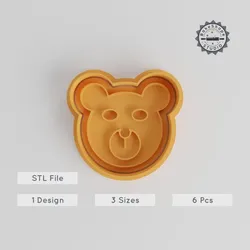 Bear Shape Cutter & Stamp Set, Cookie & Fondant Tool, 3 Sizes, Party Animal Baking Collection