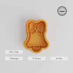 Bell Shape Cutter & Stamp Set, Perfect for Cookies & Fondant, S/M/L Sizes, 6-Piece Collection