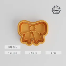 Hair Bow Shape Cutter & Stamp Set, Perfect for Cookies & Fondant, S/M/L Sizes, 6-Piece Collection