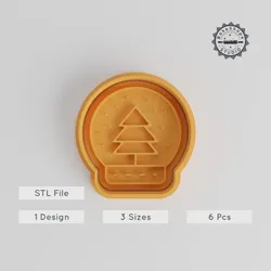 Snow Globe Shape Cutter & Stamp Set, Perfect for Cookies & Fondant, Includes S/M/L Sizes, 6 Pieces