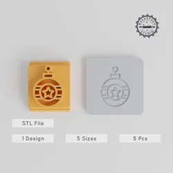Star Bauble Stamp Tile, 5 Size Set, Perfect for Clay, Cookies, Fondant & Soft Materials