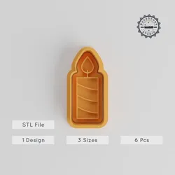 Candle Shape Cutter & Stamp Set, 6 Pieces, Perfect for Cookies & Fondant, S/M/L
