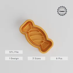 Candy Shape Cutter & Stamp Set, Perfect for Cookies & Fondant, 3 Sizes, 6-Piece Collection