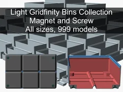Light Gridfinity Bins Collection with Magnet and Screw