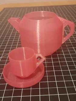 Three-piece raining tea set with drip holes for bath time - no supports, print in place