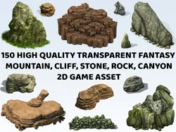 150 Fantasy Mountain Canyon Stone Rock 2D Game Asset CG Textures in Rock 476958