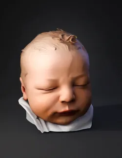baby head with soft skin texture and beige pink tones