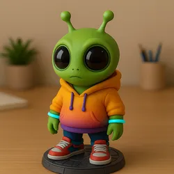 Cartoon Alien 3D Model – Cute Alien Character in Hoodie & Sneakers