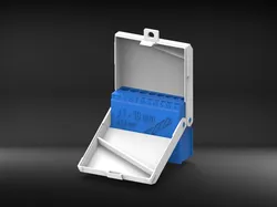 Drill bit box, standing upright, double hinged