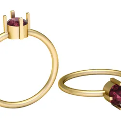Golden Solitaire Ruby Ring