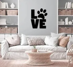 LOVE Wall Art with Paw 3D Model – Pet Lover Home Decor, 3D Printable