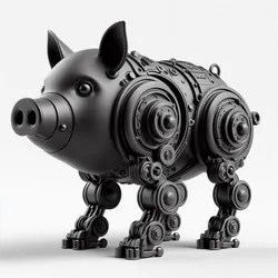 Robotic Pig 3D Print – Futuristic Animal Model, Unique Sculpture