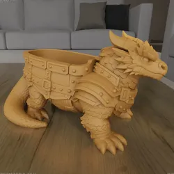 3D printer bestanden | 3MF | Armored Warrior Dragon Planter STL 3D Print Model