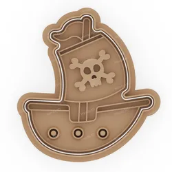 Pirate Ship Cookie Cutter & Stamp - 9 cm