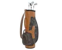 Vintage Monogram Golf Bag with Clubs