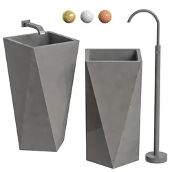 Contemporary Bathroom Sink with Pop-Up Drain Metal Rectangular Pedestal Sink