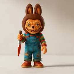 Creepy Labubu Killer Bunny Figurine – Horror Collectible with Knife