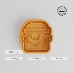 Halloween Food Shape Cutter & Stamp Set, Cookie & Fondant S/M/L Sizes, Spooky Snack Decor, 6 Piece Collection