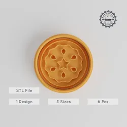 Halloween Pie Shape Cutter & Stamp, Perfect for Cookies, Fondant, 6-Piece Set, Sizes S/M/L