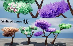 Low poly stylized trees