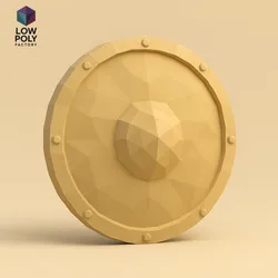 Round Shield - Classic defense of warriors and Vikings Low Poly style.