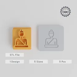 Buddha Stamp Tile Set, 5 Sizes, Meditating Monk Design for Clay, Cookies & Fondant