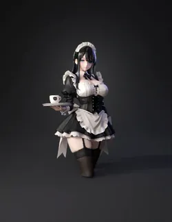 maid outfit with black corset frilled white apron lace stockings an