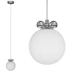 Modern Silver Pendant Light with Adjustable Hanging Length and White Glass Shade
