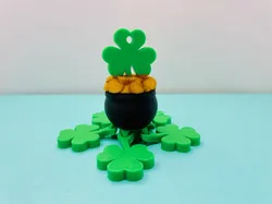 Pot O'Gold Shamrock Flexi Spinner Keychain
