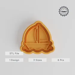 Sailboat Cookie Cutter & Stamp Set, 6 Pieces, Nautical & Marine Theme, Perfect for Fondant & Cookies, S/M/L Sizes