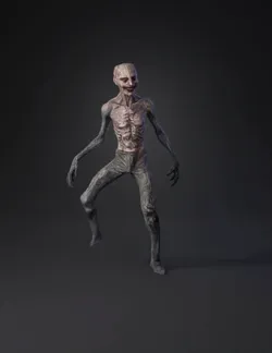 slender humanoid monster with emaciated musculature and pale gray skin