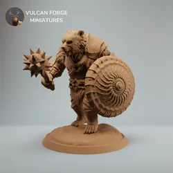 Werebear, bear fighter with mace and shield - pre supported
