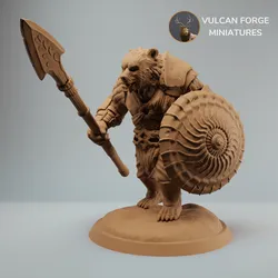 Werebear, bear fighter with spear and shield - pre supported