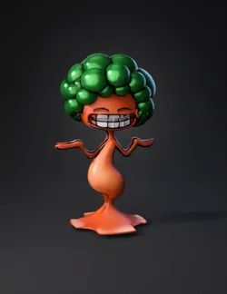 anthropomorphic tree character with green leafy crown and brown trunk