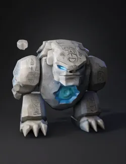 Create a Roblox ready low poly 3D pet called Stone Golem Massive liv