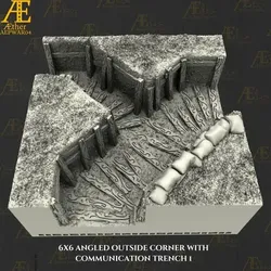 Gratis Props & Terrain STL indir - angled trench with commo ext - QueSr