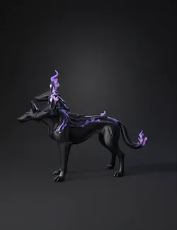 Three headed hellhound Soul flames Purple eyes Dark guardian beast