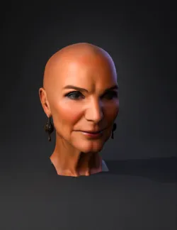bald human head and neck portrait with earrings realistic skin tones