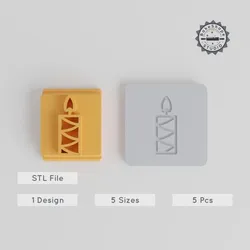Candle Stamp Tile Set, 5 Motif Sizes, Perfect for Clay, Cookies & Fondant Decoration