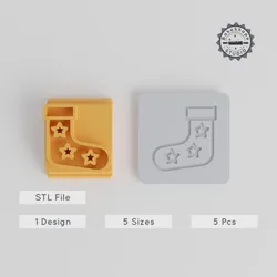 Christmas Stocking Stamp Set, 5 Sizes, Clay & Fondant Motif Decoration for Cookies & Crafts