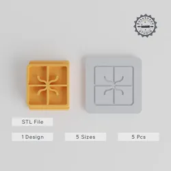 Gift Box Stamp Tile Set, 5 Motif Sizes, Perfect for Cookies, Clay & Fondant
