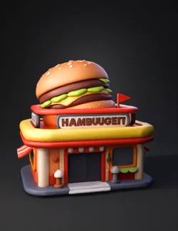 Create a single standalone 3D building for a classic amusement park ma