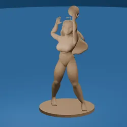 Toon girl volleyball figure in a bathing suit v2