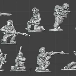 9x 20mm WW2 Soviet Snow/Camo suit Soldiers scan of old sculpts by Elhiem