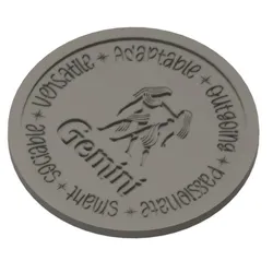 Badges & Coins STL Download - Gemini Zodiac Coaster w/Holder (holds 6)by Trash Can Guy