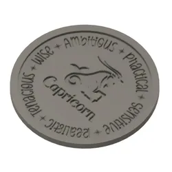 Badges & Coins STL تنزيل - Capricorn Zodiac Coaster w/Holder (holds 6) - Trash Can Guy
